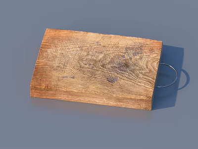Durable Natural Wooden Cutting Board With Metal Ring For Kitchen Tools 3d model