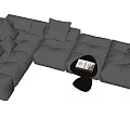 Modern Gray Multiperson Sofa With Sectional Design Cushions Near Small Round Table With Magazine