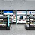 Modern Mall Store Interior With Display Shelves Products Aisle And Bright Lighting