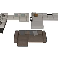Modern Modular Sectional Sofa Set With Comfortable Cushions And Neutral Tones 3d model