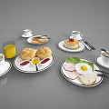 Delicious Breakfast Food Spread With Fried Egg Bacon Bread Rolls Coffee And Orange Juice