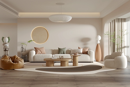 modern living room cream living room 3d model