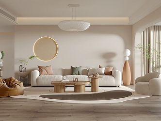 modern living room cream living room 3d model