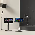 Entertainment Electronics Setup Featuring Microphones Touch Screen Devices Audio Speakers And Stands 3d model
