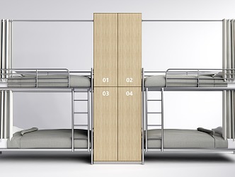 Modern Bed-up Student Dormitory High Bed 3d model