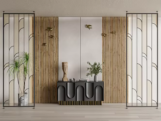 Modern Side Cabinet Metal Partition Background Wall End View Platform Combination 3d model