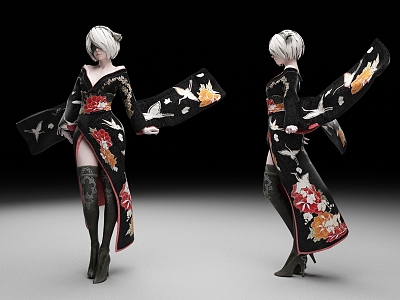 Kimono Beauty Sexy Beauty Game Movie Character Female Character 3d model