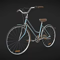 Vintage Bicycle With Light Blue Frame Brown Leather Seat And Chrome Wheels