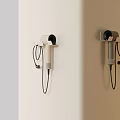 Stylish Wall Mounted Hair Dryers In Light And Dark Tones With Hanging Cords