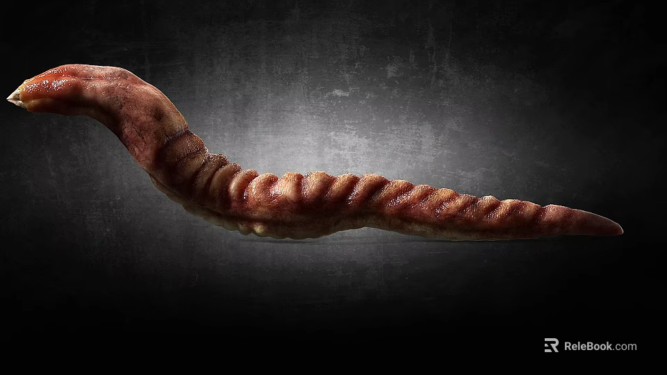 Detailed Reptile Tail With Ridged Wrinkled Surface On Dark Textured Backdrop 3d model 