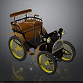 Vintage Open Top Car With Brown Leather Seats And Yellow Spoked Wheels