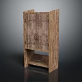 Rustic Wooden Cabinet With Double Doors And Open Bottom Shelf Design