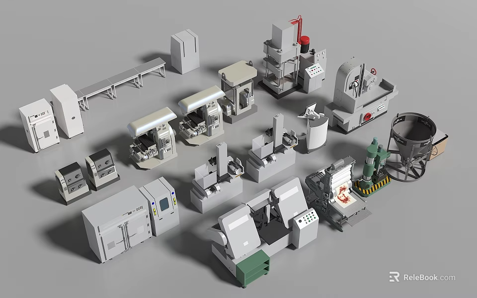 Comprehensive Range of Industrial Equipment Featuring Processing Machinery and Production Tools 3d model 