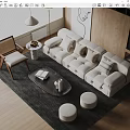 Sofa Coffee Table Combination Multi-person Sofa Leisure Chair Sofa Stool Living Room Sofa Side Table Chandelier Floor Lamp 3d model