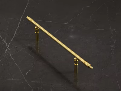 Sleek Golden Metal Door Handle Design on Black Marble Background Surface 3d model