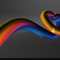 Abstract Colorful Curved 3D Model With Gradient Wave And Heart Shape Design