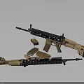 Tactical Rifles Modern Design With Brown Black Finish Magazines And Scopes Displayed On Dark Surface
