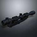 Detailed Black Sniper Scope With Gray Gradient Background And Tactical Design 3d model