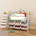 White Multi Layer Children's Bookcase With Colorful Kids Books Toys And Storage Drawers