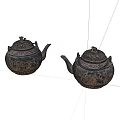 Traditional Antique Style Tea Pots With Intricate Carved Patterns And Classic Design
