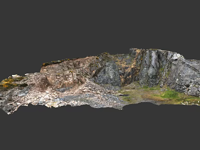 Garden Landscape Design With Rocky Terrain Varied Stone Textures And Green Grass Areas 3d model
