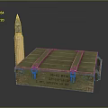 Vintage Green Wooden Storage Box With Golden Cylindrical Decorative Object For Home