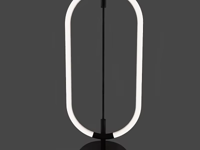 Modern Minimalist Floor Lamp With Oval White Lighting And Black Frame For Home Decor 3d model