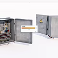 Industrial Electrical Enclosures Open And Closed With Internal Wiring Components And Metal Gray Casing