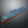 Detailed Aircraft Carrier Model Featuring Gray Deck And Orange Hull On Gray Background