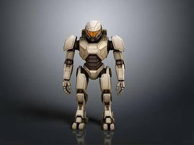 Futuristic Humanoid Mecha Character With Detailed White Armor And Mechanical Structure 3d model