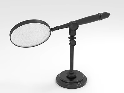 Black Magnifying Glass With Adjustable Stand And Circular Lens On Base 3d model