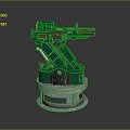 Green Mechanical Arm Weapon System With Rotating Base And Metallic Structure