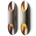 Pair of Elegant Modern Wall Lamps With Curved Metallic Body And Striped Accents