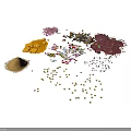 Assorted Colorful Food Ingredients Including Seeds Grains And Petals On White