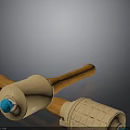 Crossed Carpentry Hammers Featuring Wooden Handles Beige Wrapping And Blue Buttons