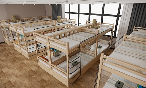 Modern Kindergarten Primary and Secondary School Training Base Dormitory Bed 3d model