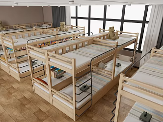 Modern Kindergarten Primary and Secondary School Training Base Dormitory Bed 3d model