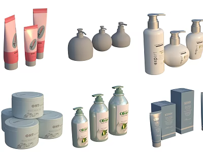 Beauty Haircare Cosmetic Products Collection With Various Bottles Jars And Packaging 3d model