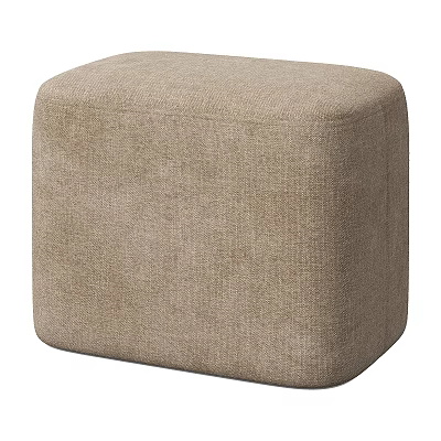 Beige Square Fabric Upholstered Ottoman With Modern Simple Design For Home Use 3d model