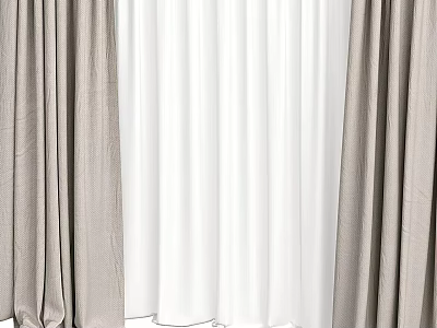Modern Gray White Curtains Design With Sheer Fabric And Elegant Home Style 3d model