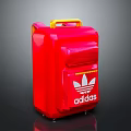 Stylish Red Adidas Suitcase With Yellow Handle And White Logo