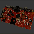 Red Computer Circuit Board With Electronic Components Capacitors Resistors Springs And Chips 3d model