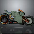 Green Motorcycle with Orange Accents and Large Wheels 3D Model Design
