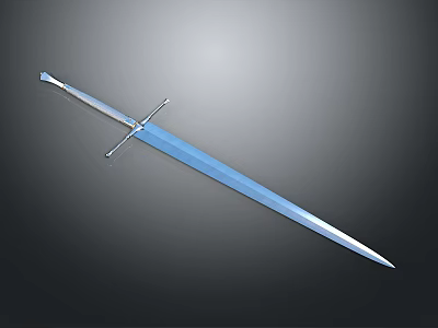 Silver Metallic Sword With Sharp Long Blade And Classic Hilt Design 3d model