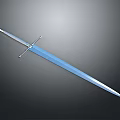 Silver Metallic Sword With Sharp Long Blade And Classic Hilt Design
