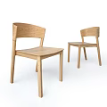 Light Wood Tone Modern Dining Chairs With Simple Design And Curved Backrest 3d model