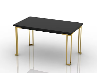 Modern Dining Table with Black Tabletop and Golden Legs for Home Dining Area 3d model
