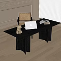 Modern Desk and Chair Combination Desk 3d model