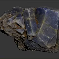 Blue Purple Irregular Stone With Natural Texture And Cracks On Dark Background