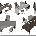 Modern Office Desk And Chair Sets With Wooden Tops And Matching Ergonomic Chairs